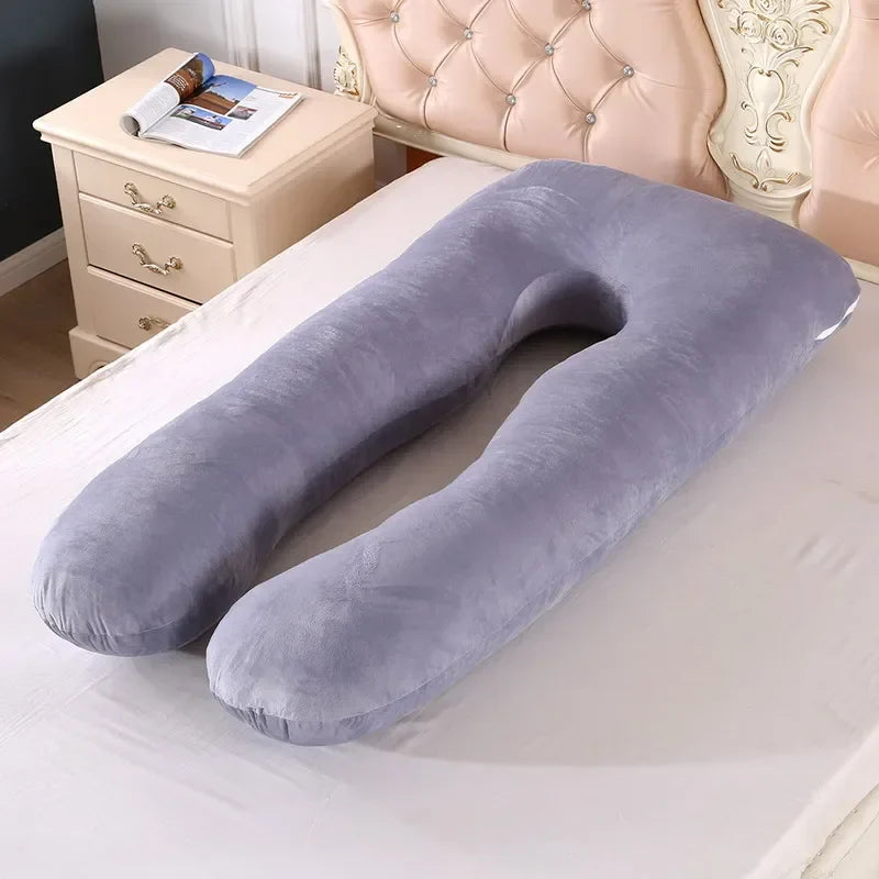 U-Shaped Maternity Pregnancy Pillow – Full-Body Support for Sleep & Nursing, Velvet Cover, Removable Washable – 120×70 cm (47×28 in) & 140×75 cm (55×30 in)