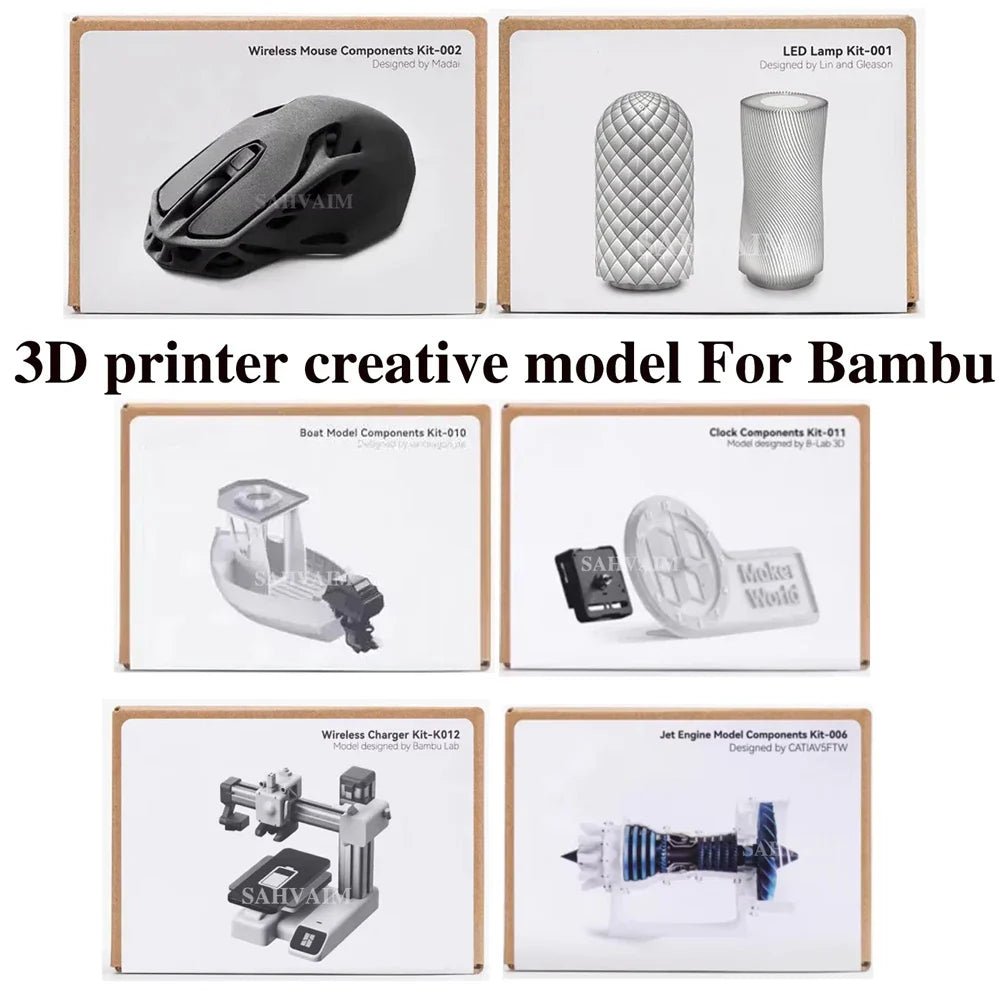 DIY 3D Printing Model Kit – Aviation Engine, Wireless Mouse & LED Light Parts for Makers