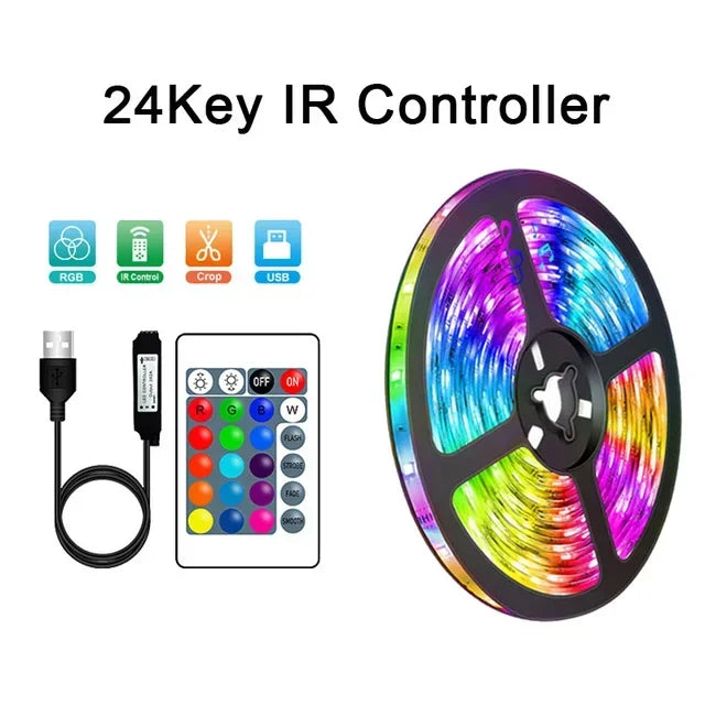 USB RGB LED Strip Lights 5050 SMD — App & Remote Control, Flexible 5V USB Tape Lights (1–15 m / 3.3–49.2 ft) for TV Backlight, Room & Party