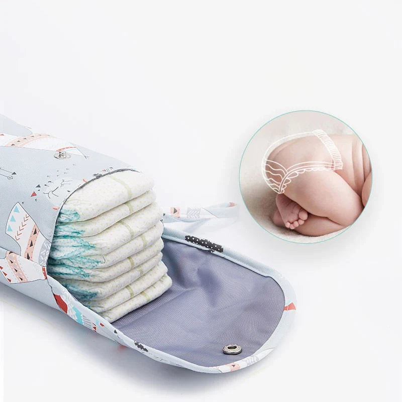 Waterproof Baby Nappy Storage Bag - Portable Diaper Pouch Wet/Dry Mummy Bag