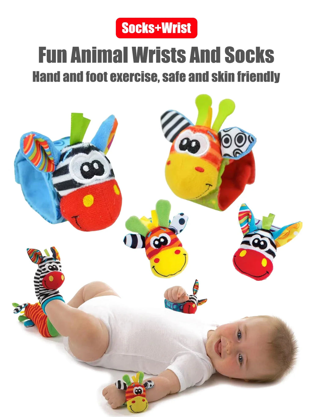 4-Pack Baby Wrist Rattle Socks – Infant Sensory Toy Socks 0-12 Months Unisex