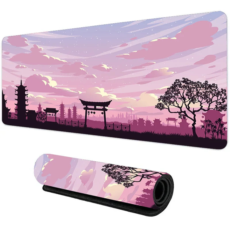 Night Moonlight Large Gaming Mouse Pad Non-Slip Stitched Rubber Desk Mat for Laptop PC Esports