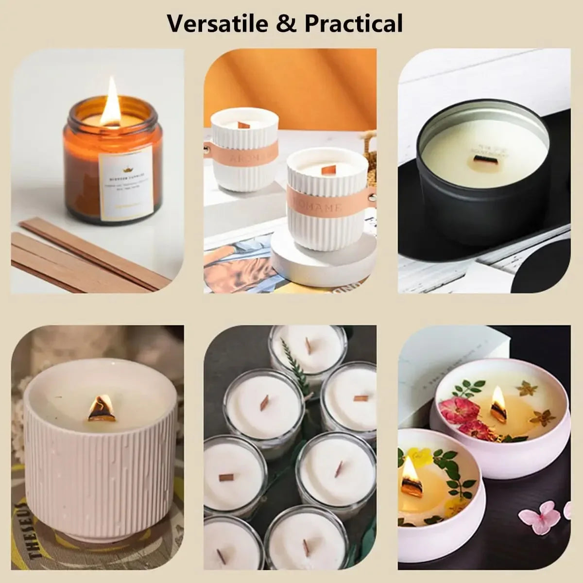 DIY Soy Wax Candle Kit with Wooden Wick – Aromatherapy Candle Making Supplies & Crafting Guide