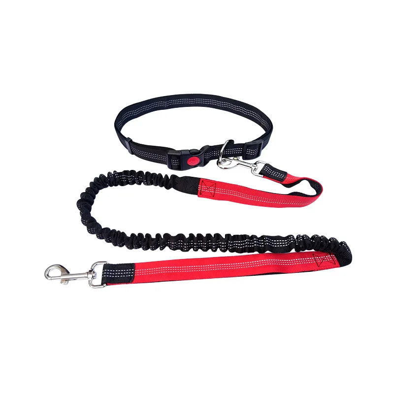 Hands-Free Dog Leash – Adjustable Waist Belt & Chest Strap, Reflective Running Jogging Leash 27.5–47 in (70–120 cm) Waist, 50–70 in (125–180 cm) Leash