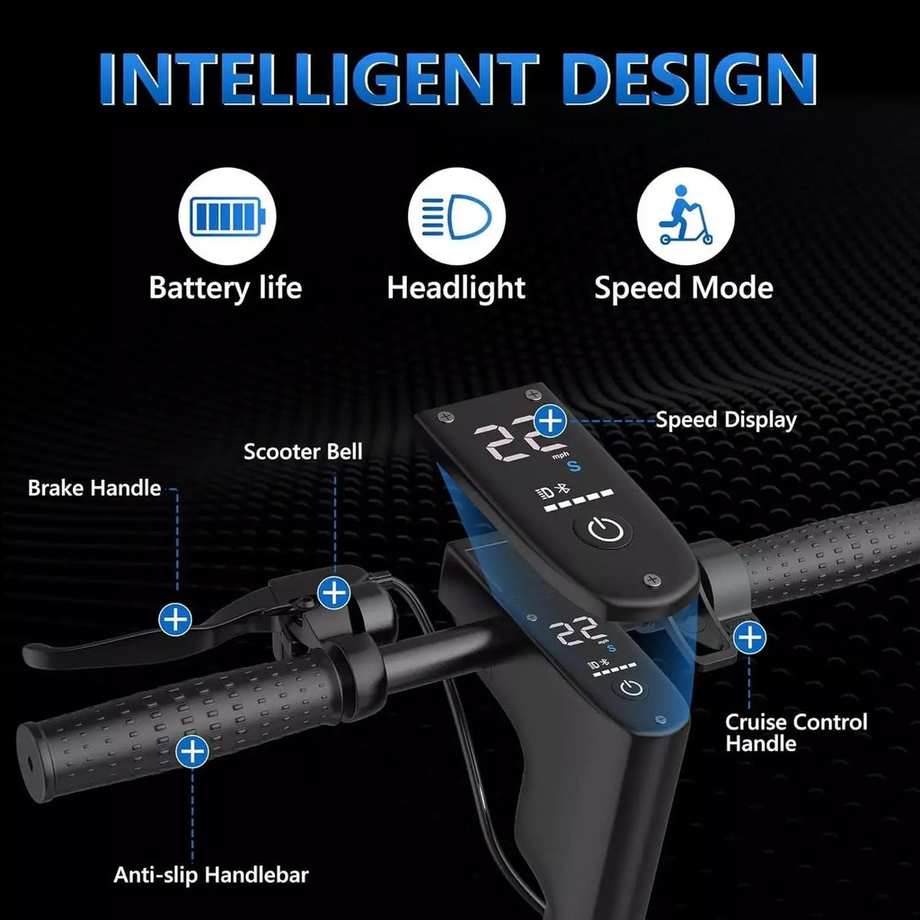 Folding Electric Scooter – 10-Inch Tires (25 cm), 500W Motor, 42V 14.5Ah Battery, 22 MPH (35 km/h) Top Speed, 28 Mile (45 km) Range, Dual Suspension
