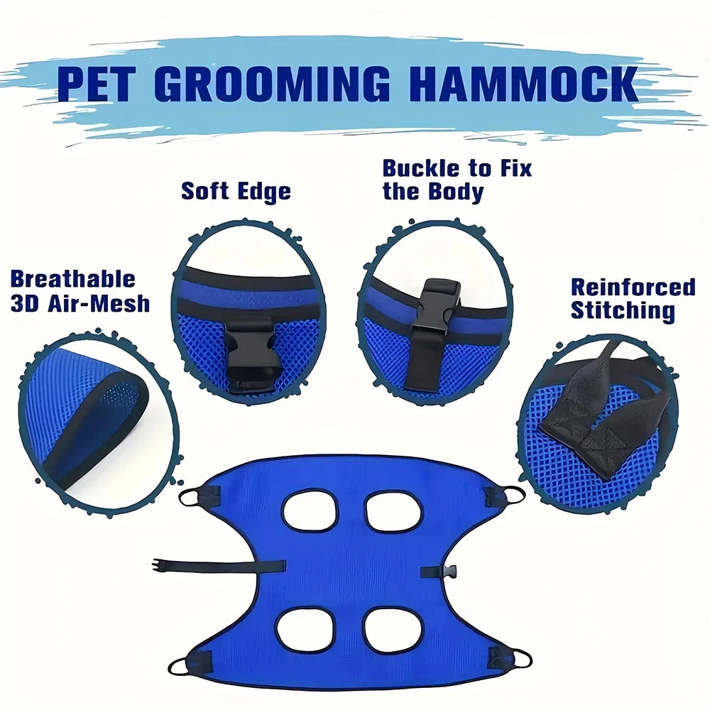 Pet Grooming Hammock for Cats & Small Dogs - Nail Trimming Restraint Bag with Hook Fastener, Anti-Scratch Grooming Aid