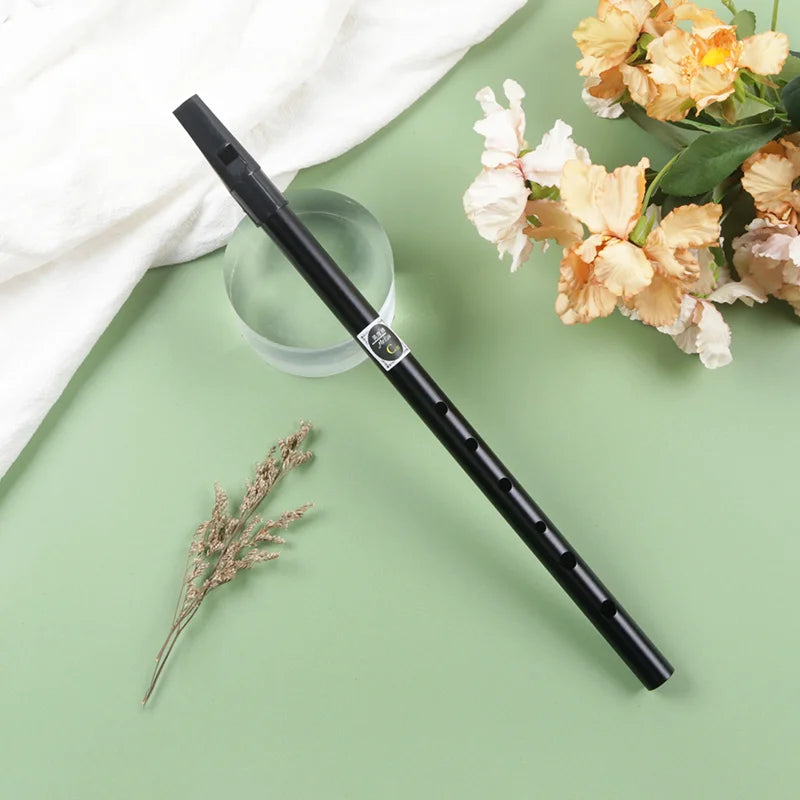 Tin Penny Whistle (C/D Key) 6-Hole Irish Whistle Flute, Alloy & ABS, Includes Music Book and Pouch