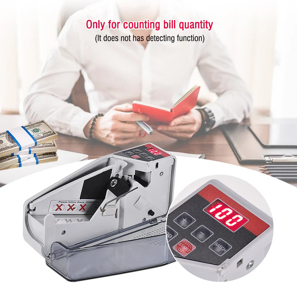 Portable Mini Money Counter – Battery-Operated Bill & Currency Counter with 3-Digit LED Display and Carrying Bag