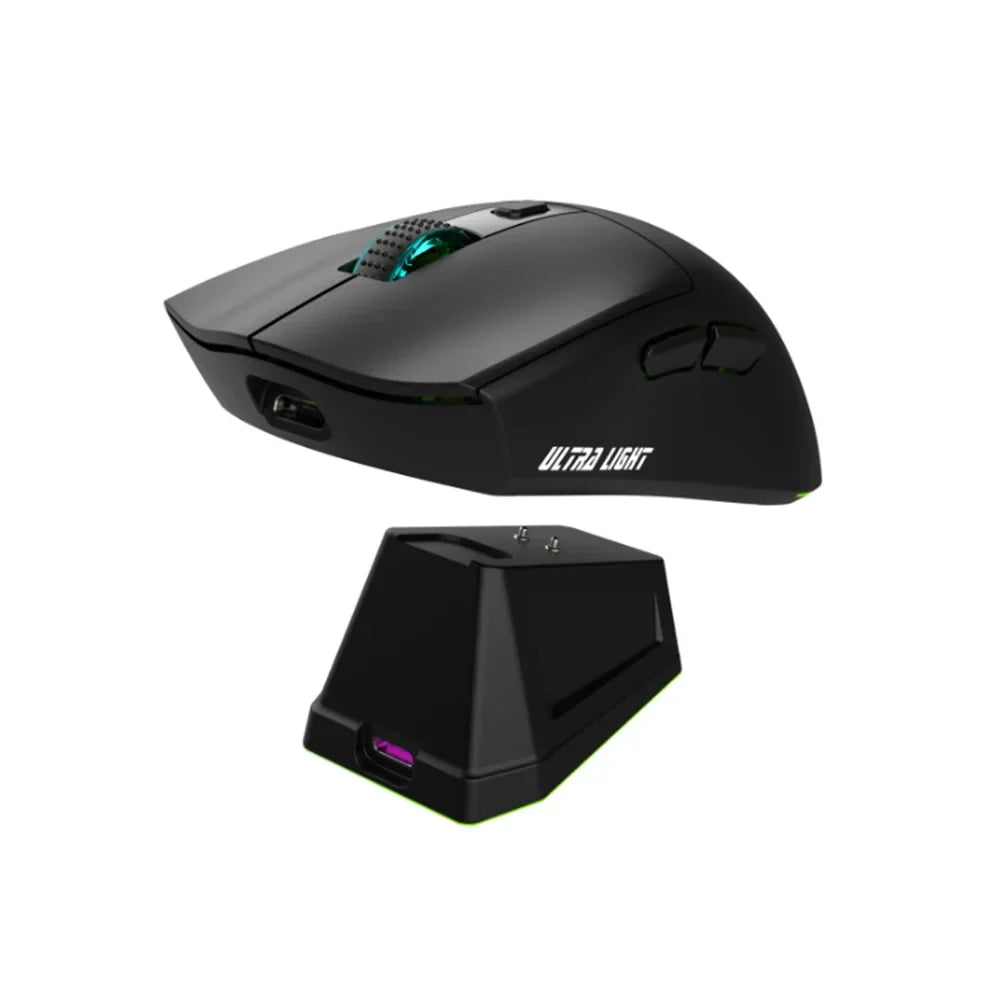 Wireless Bluetooth Dual-Mode Gaming Mouse with Touchscreen and Magnetic Charging Dock, Ultra-Light Macro Controls