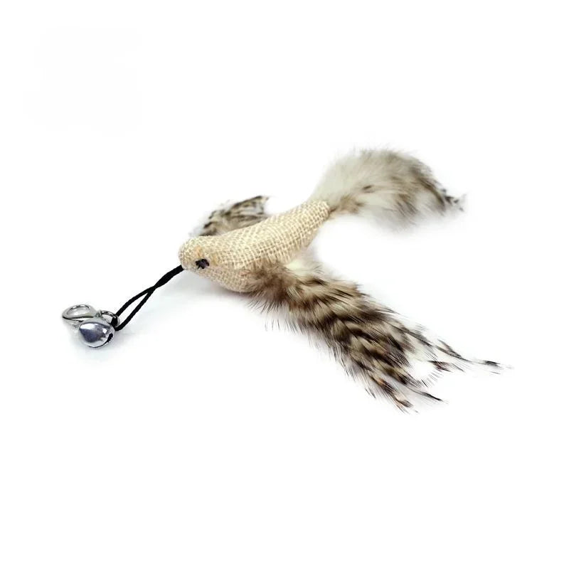 Interactive Cat Feather Toy Refill Kit – Feather Birds, Faux Worm & Foam Ball with Bell for Kittens