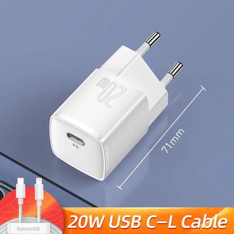 20W USB-C PD Fast Charger Portable Wall Adapter USB Type C Fast Charging for iPhone 15 14 13 12 Pro Max 11 X 8 Plus