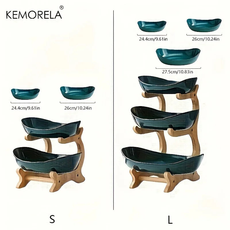 2/3-Tier Wooden Fruit Stand - Modern Snack & Candy Tray, Dried Fruit Basket and Cake Stand
