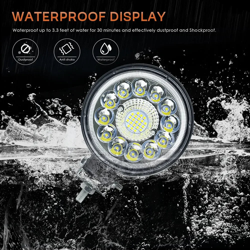 4-Inch (10 cm) LED Work Light - 99W & 123W Round/Square Off-Road Spot Flood Fog Lamp, 12-36V, IP67 - 1/2/4-Pack
