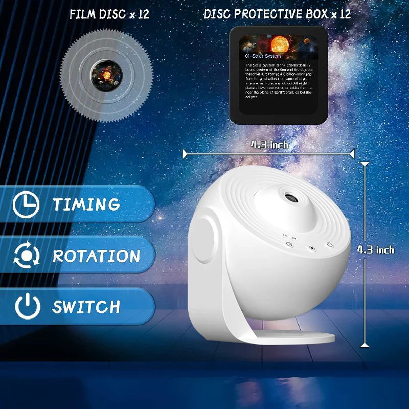 LED Galaxy Star Projector Night Light 360° Rotating Planetarium Lamp — 12-in-1 HD Scenes for Kids Room & Bedroom