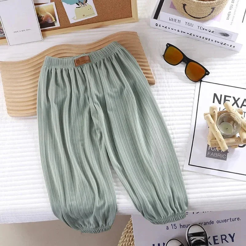 Summer Breathable Mosquito-Repellent Candy Color Baby & Kids Pants with Elastic Waist
