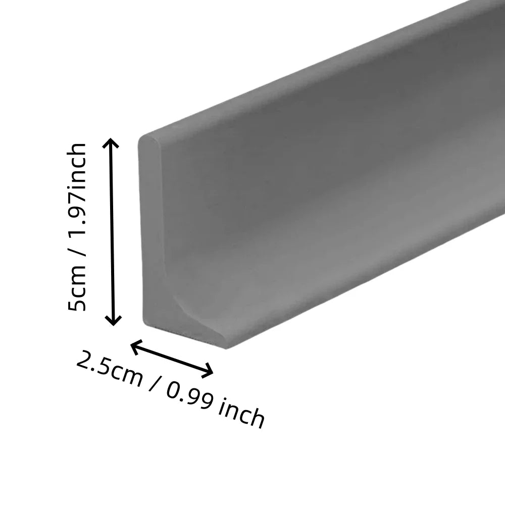 Silicone Shower Threshold Water Dam Strip — Bottom Seal for Glass Shower Door, Wet/Dry Separation, Adjustable 50–300cm (1.64–9.84ft), Heights 3–5cm (1.18–1.97in)