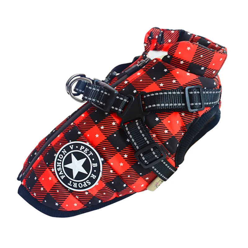 Waterproof Winter Dog Jacket with Built-In Harness, Fleece-Lined & Reflective – Warm Coat for Small to Large Breeds