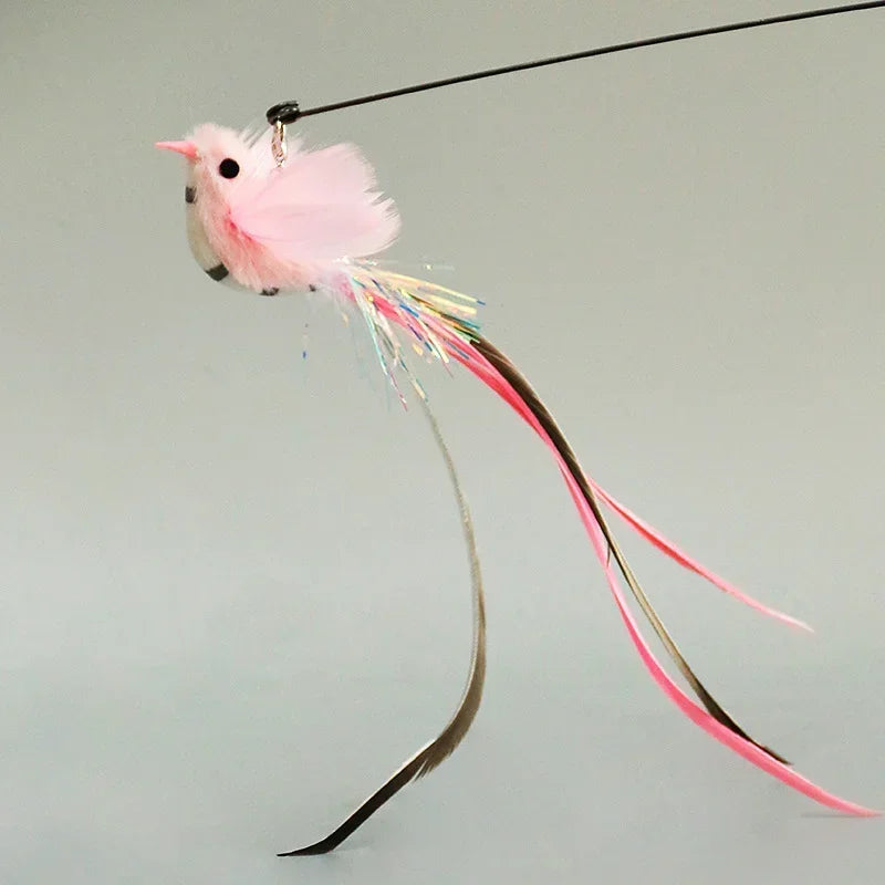 Interactive Cat Feather Toy Refill Kit – Feather Birds, Faux Worm & Foam Ball with Bell for Kittens