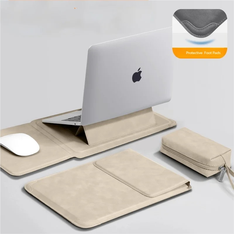 Laptop Sleeve with Stand 13–16 Inch (13.6/14/15/15.6) PU Notebook Case – Slim Protective Sleeve for Laptops, Unisex