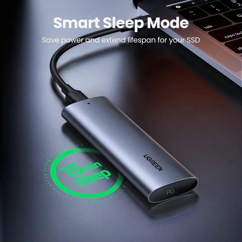 M.2 NVMe SATA SSD Enclosure USB-C 3.2 Gen2 10Gbps Tool-Free Fits 2230/2242/2260/2280 Up to 8TB Aluminum Case with Silicone Sleeve