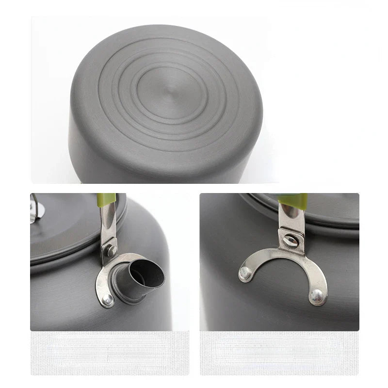 Portable Aluminum Camping Kettle (0.8–2.5L / 27–85 fl oz) — Lightweight Tea & Coffee Kettle for Hiking, Fishing, Picnic & Outdoor Cooking