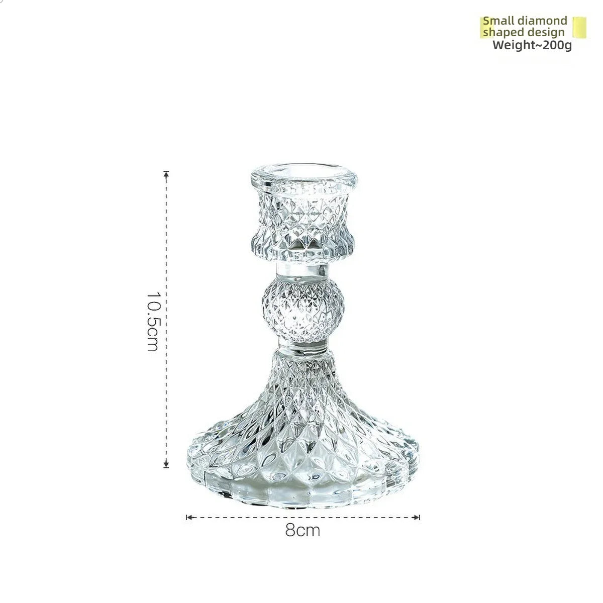 Clear Glass Pillar Candle Holder Table Candlestick for Dining Room Decor