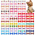 30-Pack Pet Hair Bows for Small Dogs and Cats Handmade Movable Puppy Bows with Elastic Bands for Yorkie Shih Tzu Grooming Party