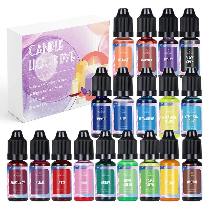 Candle Dye Kit - Liquid Colorants for DIY Candle & Soap Making (5ml / 10ml Bottles)