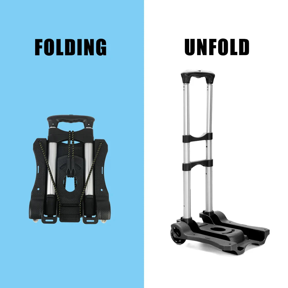 Foldable Two-Wheel Luggage Cart Heavy Duty Trolley for Travel & Shopping, 35kg (77 lb) Capacity