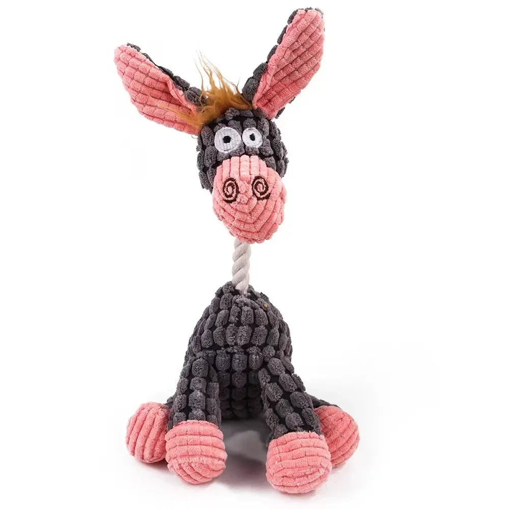 Plush Corduroy Squeaky Dog Toy, Bite-Resistant Animal Plush for Puppies & Small to Large Dogs, Training & Chew Toy