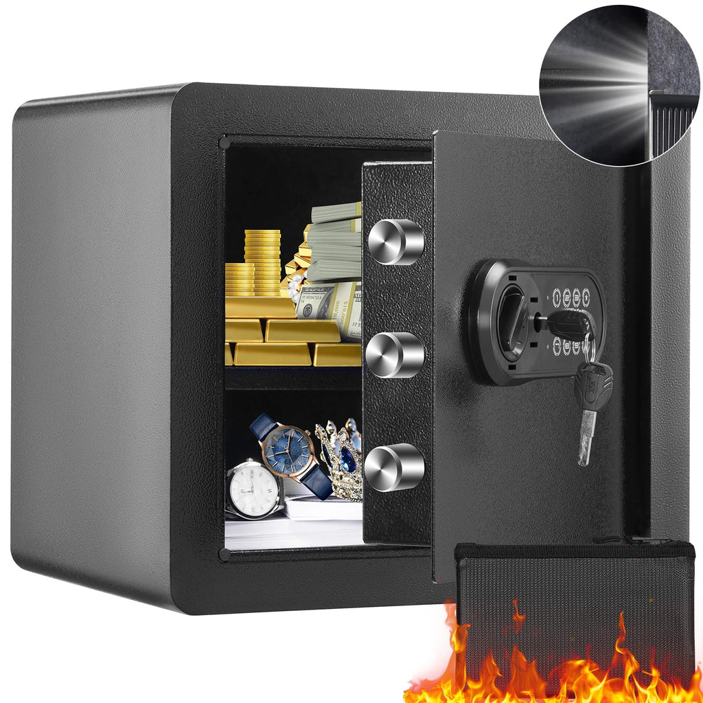 Electronic Digital Home Safe 1.2 cu ft (34 L) - Keypad Lock with Override Keys for Jewelry, Cash & Documents