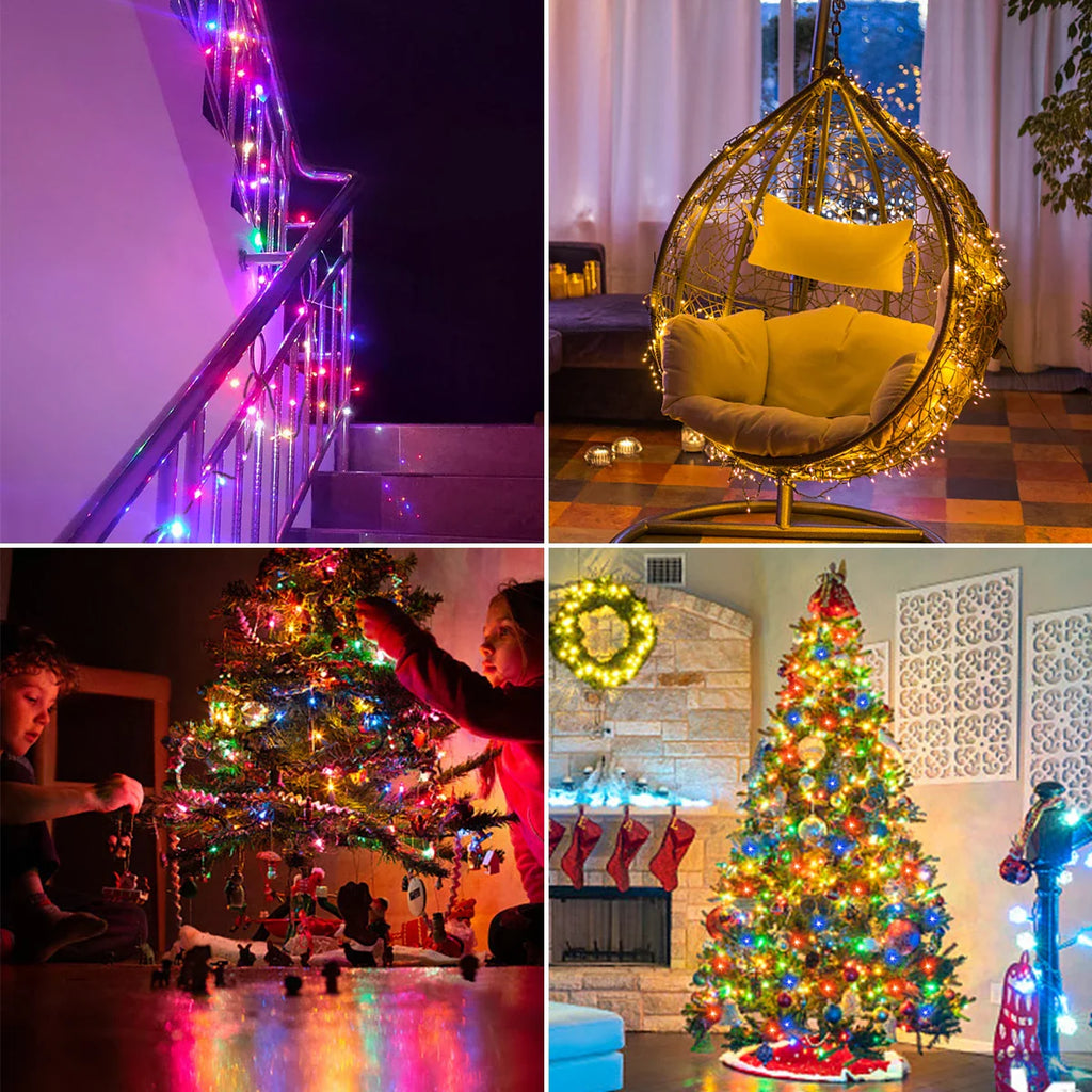 24V Outdoor LED Fairy String Lights – 10m/20m/30m/50m/100m (33ft/66ft/98ft/164ft/328ft) Warm White/White/Multicolor, IP65 Waterproof, 8 Modes