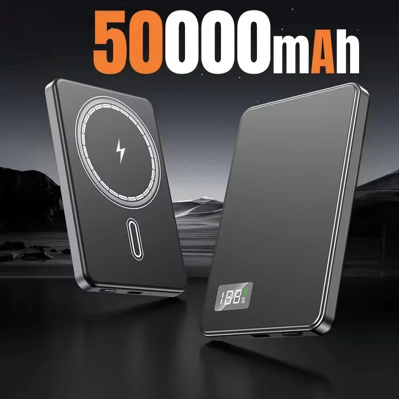 Magnetic Wireless Power Bank 10,000 / 20,000 / 50,000mAh — PD 25W Fast Charge, 2x USB & Wireless Qi, Digital Display, LED Light