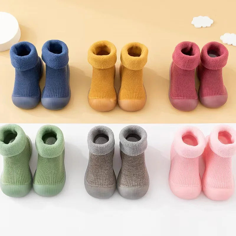 Warm Baby First Walker Shoes — Newborn to 4 Years Unisex Winter Slip-On Anti-Slip Rubber Sole