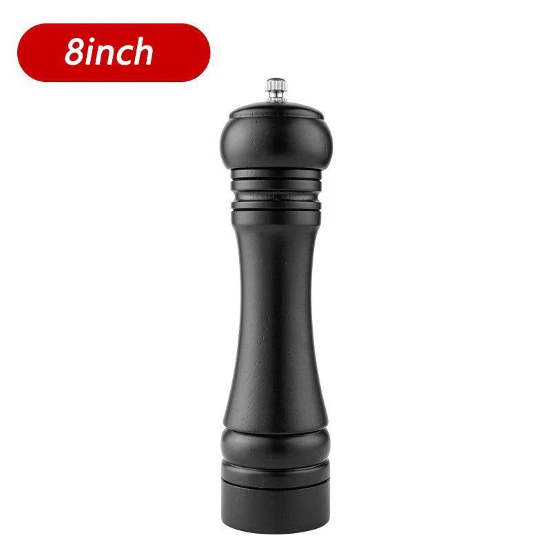 Solid Wood Salt & Pepper Mills - Refillable Spice Grinder with Adjustable Ceramic Core - 5, 8, 10 in (12.7, 20.3, 25.4 cm)