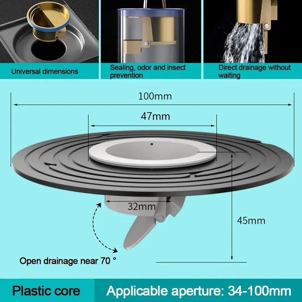 Bathroom Floor Drain Sink Strainer - Backflow Preventer, Odor & Insect Proof, Plastic/Copper Core, 100×42×45 mm (3.94×1.65×1.77 in)
