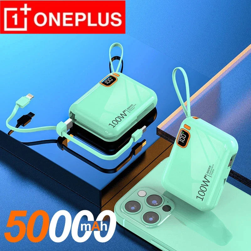 200000mAh 120W Portable Power Bank USB Type-C Two-Way Fast Charger with Built-In Cables & LED Display for iPhone & Samsung