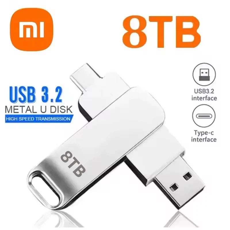 16TB USB 3.2 Type-C Metal Flash Drive - High-Speed Portable Pen Drive, Waterproof