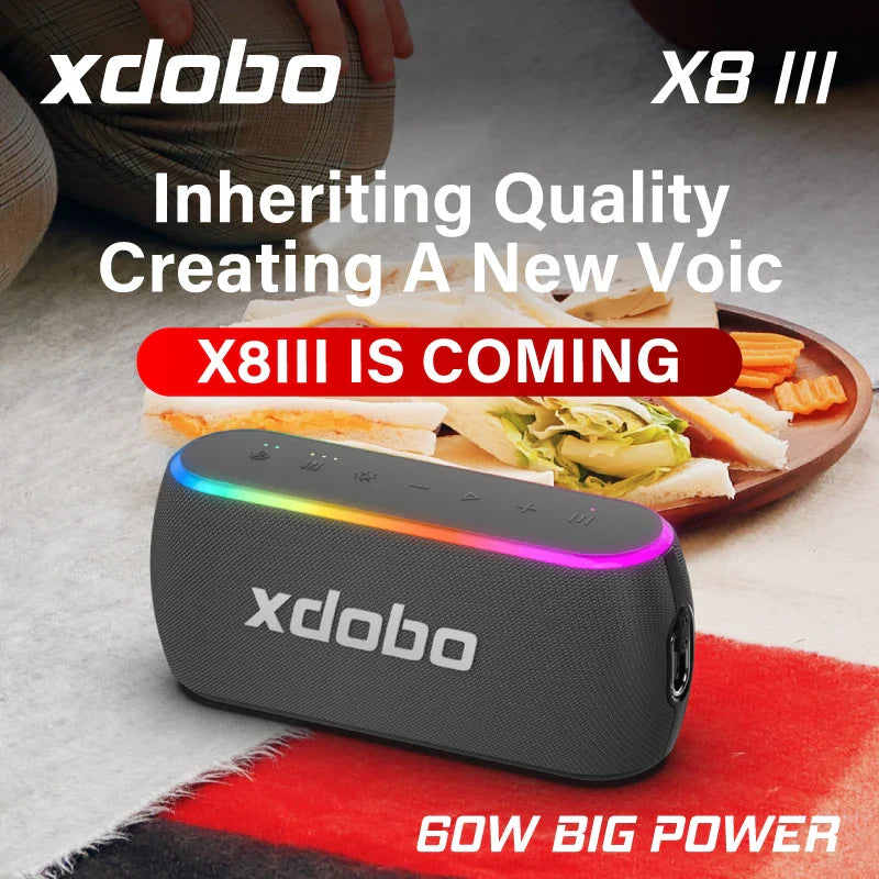 60W Bluetooth Wireless Speaker – Dual Bass, IPX7 Waterproof, 6600mAh Power Bank, Outdoor Loudspeaker for Smartphone & TV