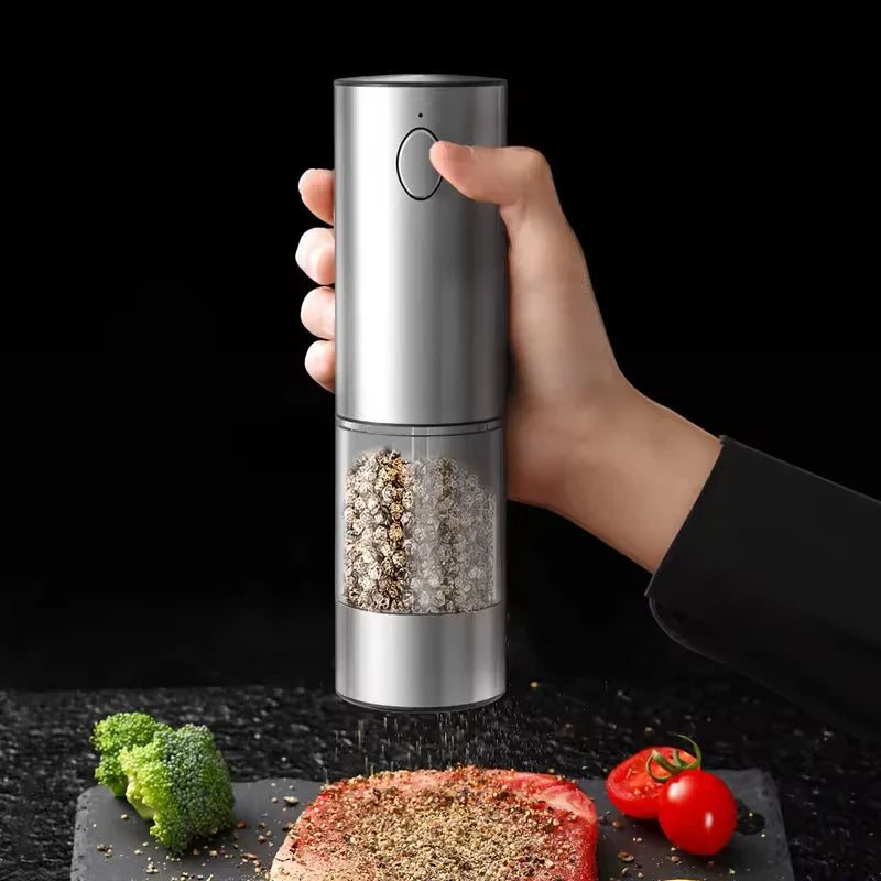 Automatic Electric Pepper & Salt Grinder – USB Rechargeable, Adjustable Coarseness, Ceramic Mill (Single or 2-Pack)