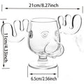 Christmas Moose Glass Mug 8oz (240ml) Reindeer Head Holiday Drinkware 1/2/3-Pack