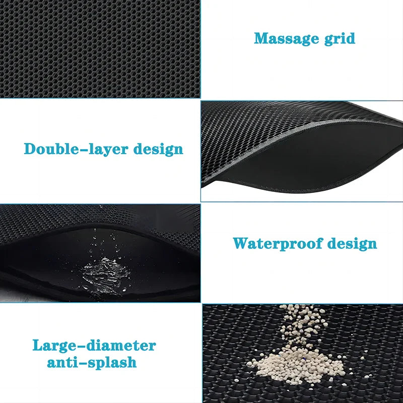 Double-Layer EVA Cat Litter Mat Waterproof Washable Non-Slip Litter Trapping Pad for Cats & Small Dogs