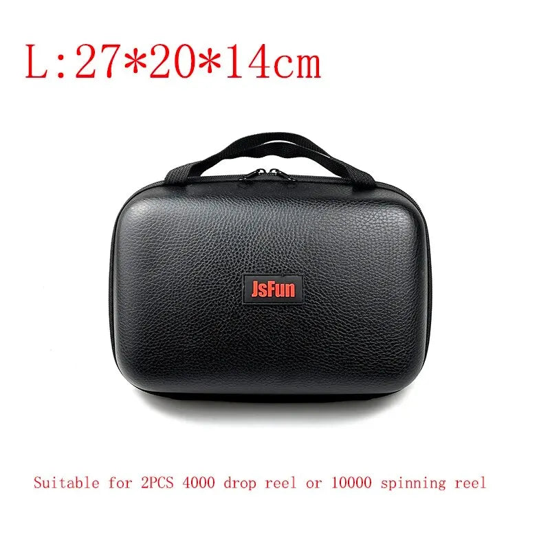 Spinning Reel Bag PU Case – Waterproof Shockproof Fishing Reel Storage (S/M/L, Fits 1–2 Reels)