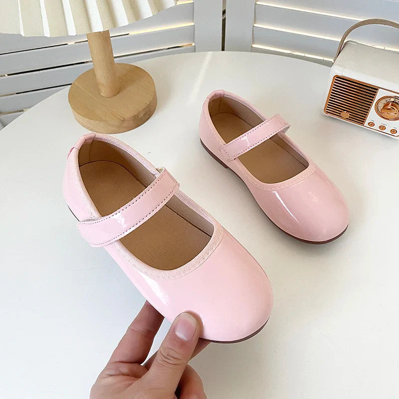 Girls Princess Patent Leather Flats – Soft Flexible Anti-Slip Casual Shoes, EU 27–36