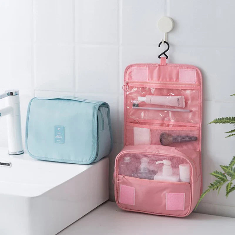 Double-Layer Waterproof Travel Toiletry & Makeup Bag - Hanging Handheld Dopp Kit for Men & Women