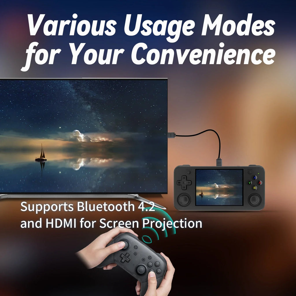 Retro Handheld Game Console 3.5-inch (8.9 cm) IPS Screen, Quad-Core, Bluetooth & Wi‑Fi, HDMI Output, 3,300 mAh Battery, 64GB (Expandable to 512GB), 5,500+ Games