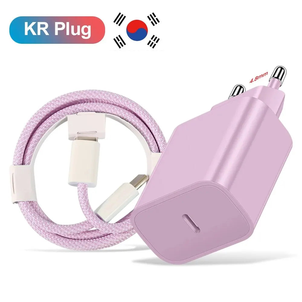 20W USB-C PD Fast Charger with USB-C Cable – Compact Travel Wall Adapter for Smartphones & Tablets