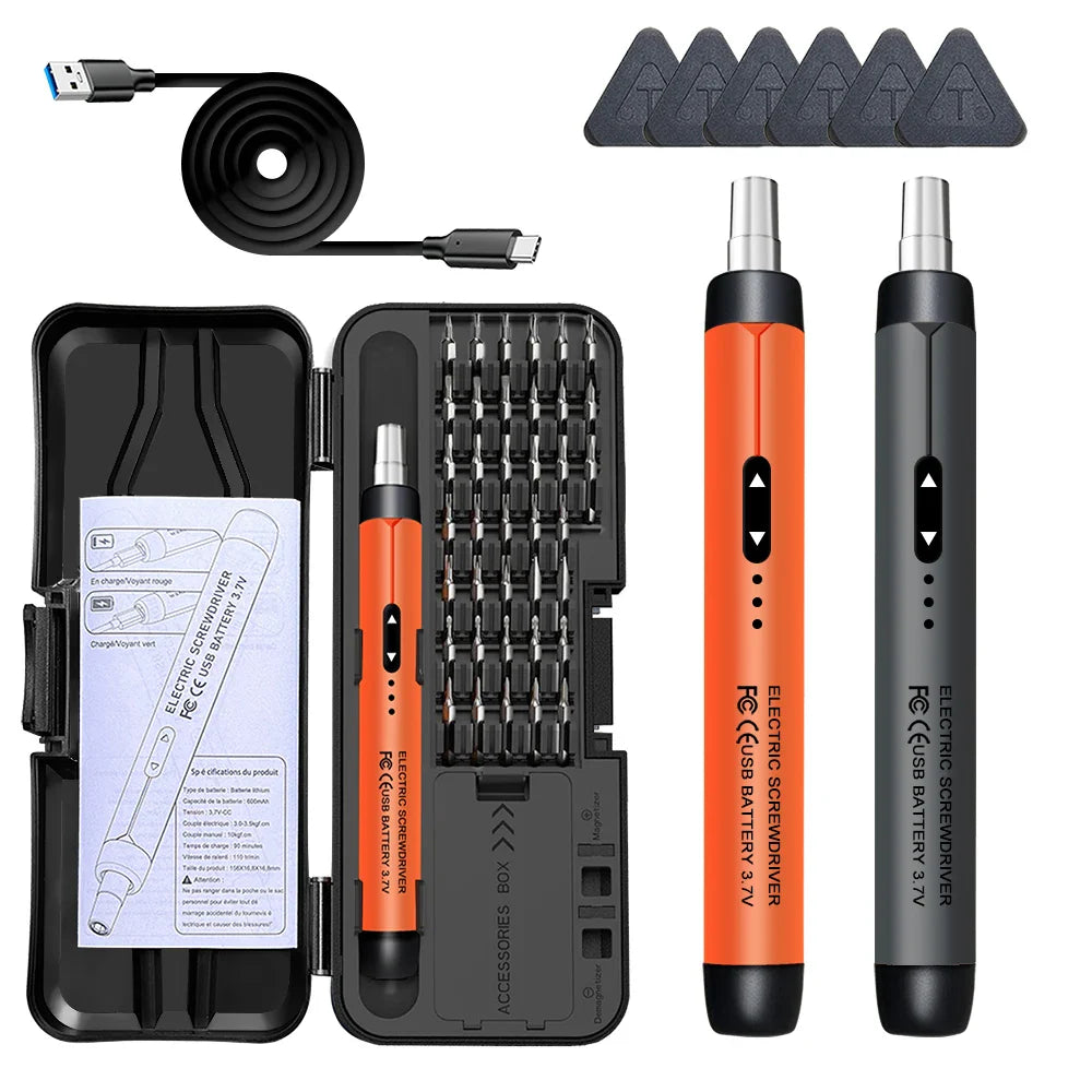 Precision Electric Screwdriver Set 38-Piece Rechargeable Wireless Mini Kit with USB-C Charging for Phone Laptop Camera Repair (CR-V Bits, Magnetic)