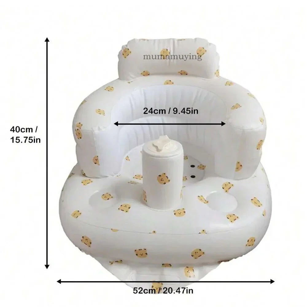 Portable Inflatable Baby Seat — PVC Infant Sofa & Bath Stool, Multifunctional Learning/Sitting Practice Chair (57×48×35 cm / 22.4×18.9×13.8 in)