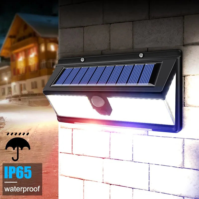 190 LED Solar Wall Light Outdoor – IP65 Waterproof Motion Sensor, 4 Modes for Garden Yard Pathway Door